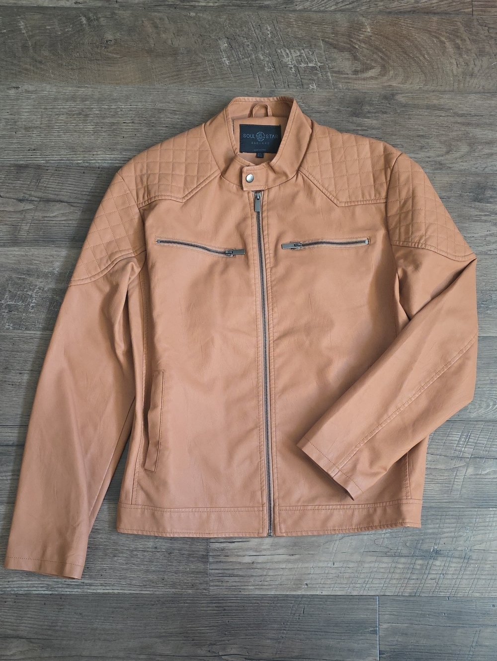 Moto Lightweight Tan Jacket Wiyh Quilted Shoulders